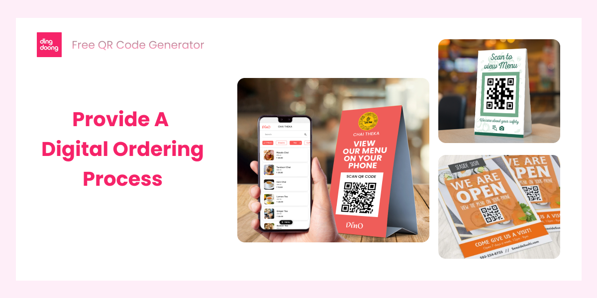 Qr codes used for providing a contactless ordering process
